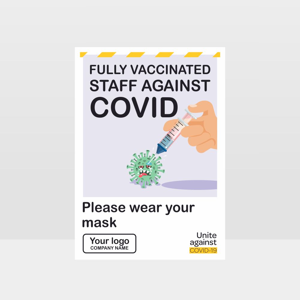 Custom Metal Sign,Fully Vaccinated Staff Sign