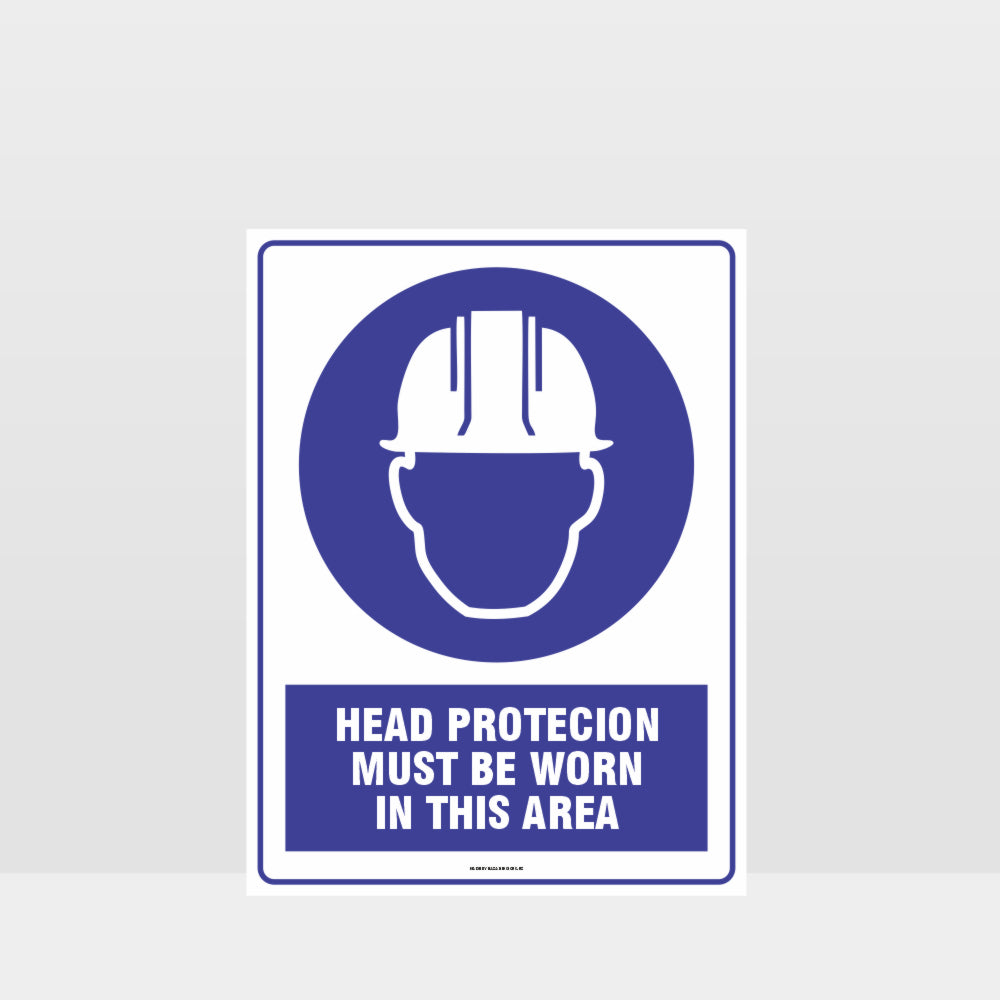 Custom Design Sign,Mandatory Head Protection Must Be Worn In This Area Sign