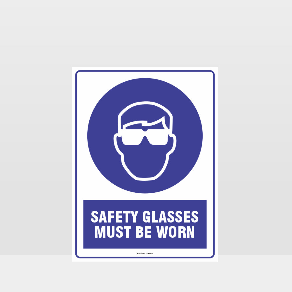 Custom Design Sign,Mandatory Safety Glasses Must Be Worn Sign