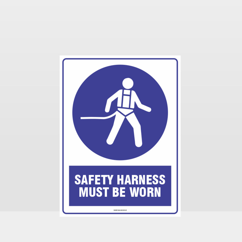 Custom Design Sign,Mandatory Safety Harness Must Be Worn Sign