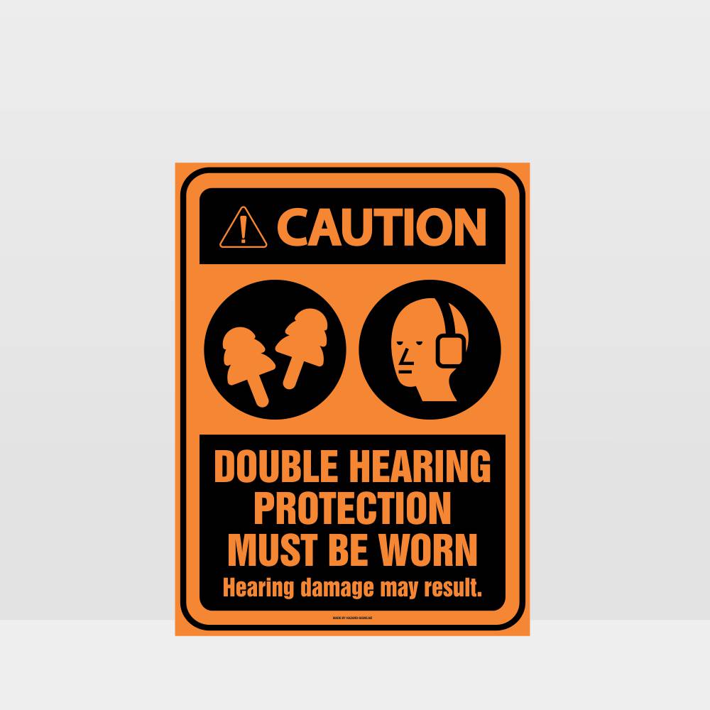 Custom Gate Signs,Caution Double Hearing Protection Sign
