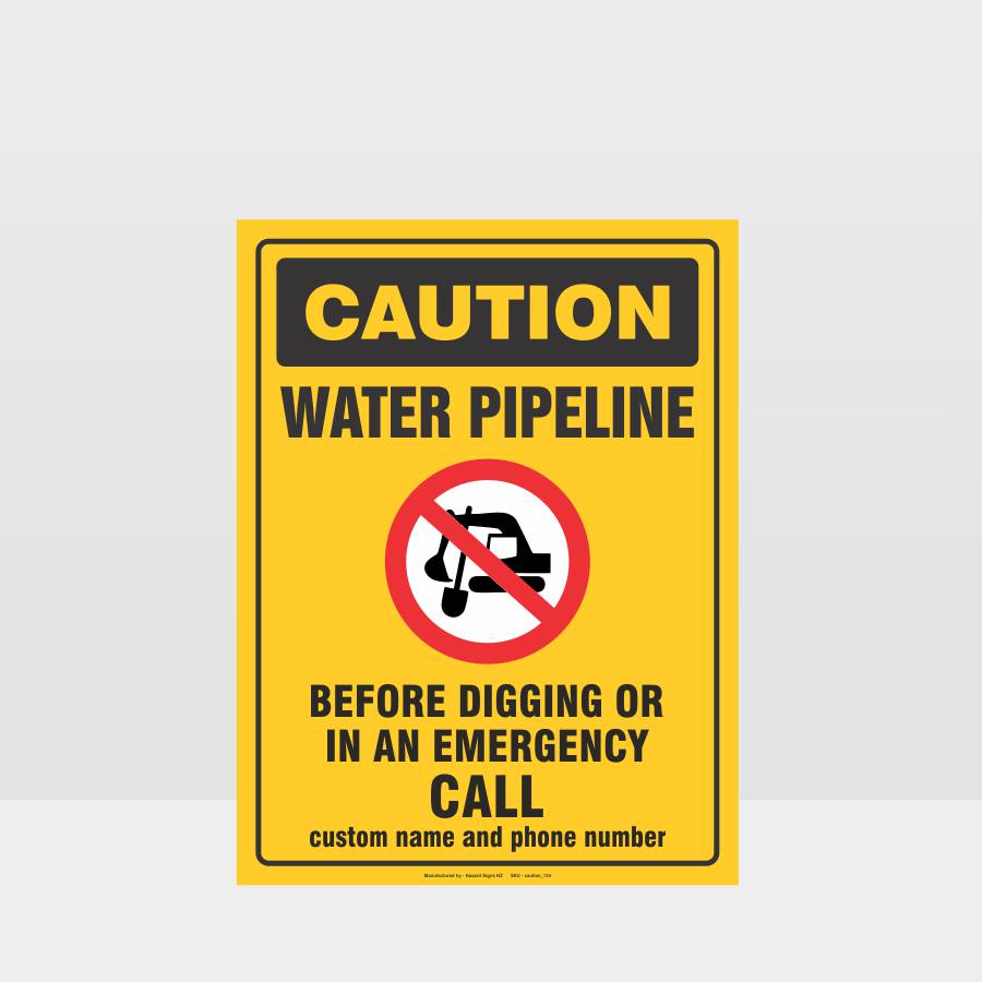 Custom Yard Signs,Caution Water Pipeline Sign