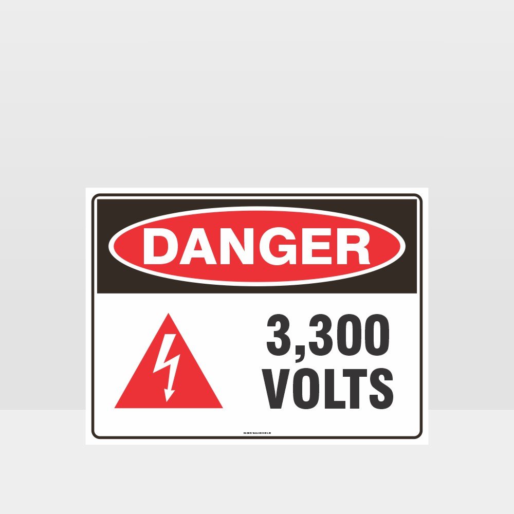 Custom Sign,Danger 3300 Volts With Symbol Sign