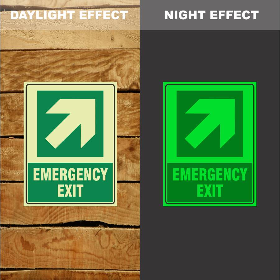 Custom Signs Outdoor Metal,Photoluminescent Emergency Exit Arrow Sign