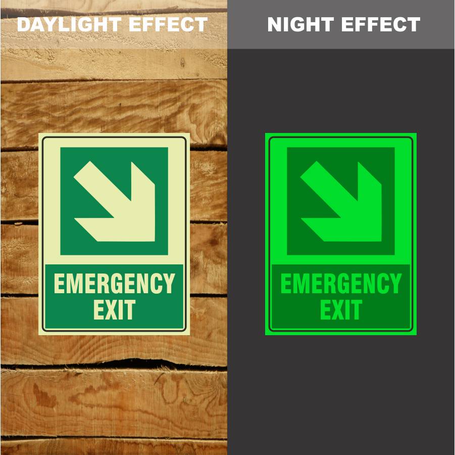 Custom Signs For Business,Photoluminescent Emergency Exit Arrow 02 Sign
