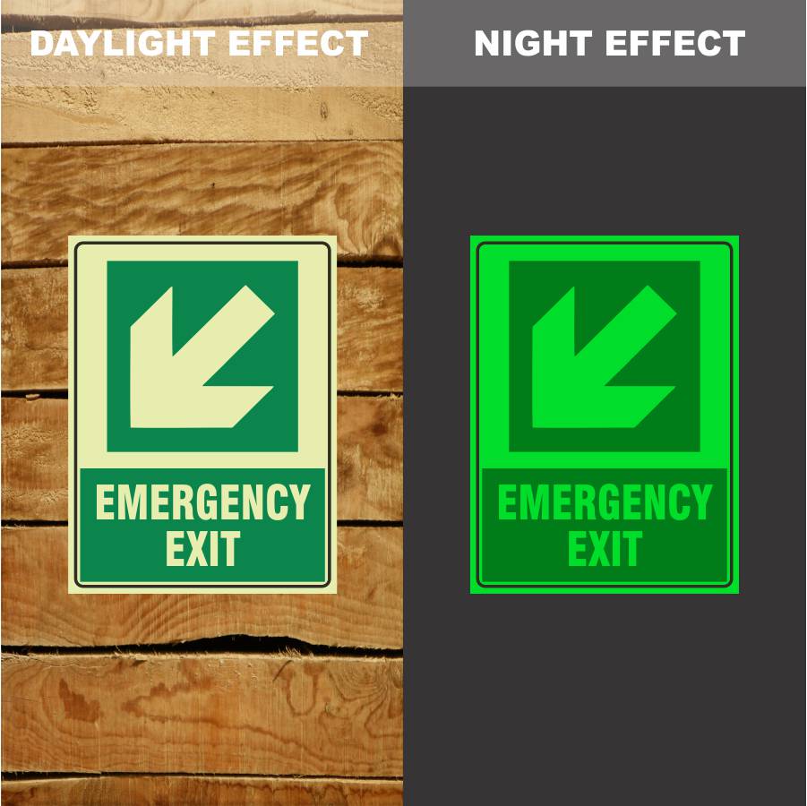 Customized Safety Signs,Photoluminescent Emergency Exit Arrow 03 Sign