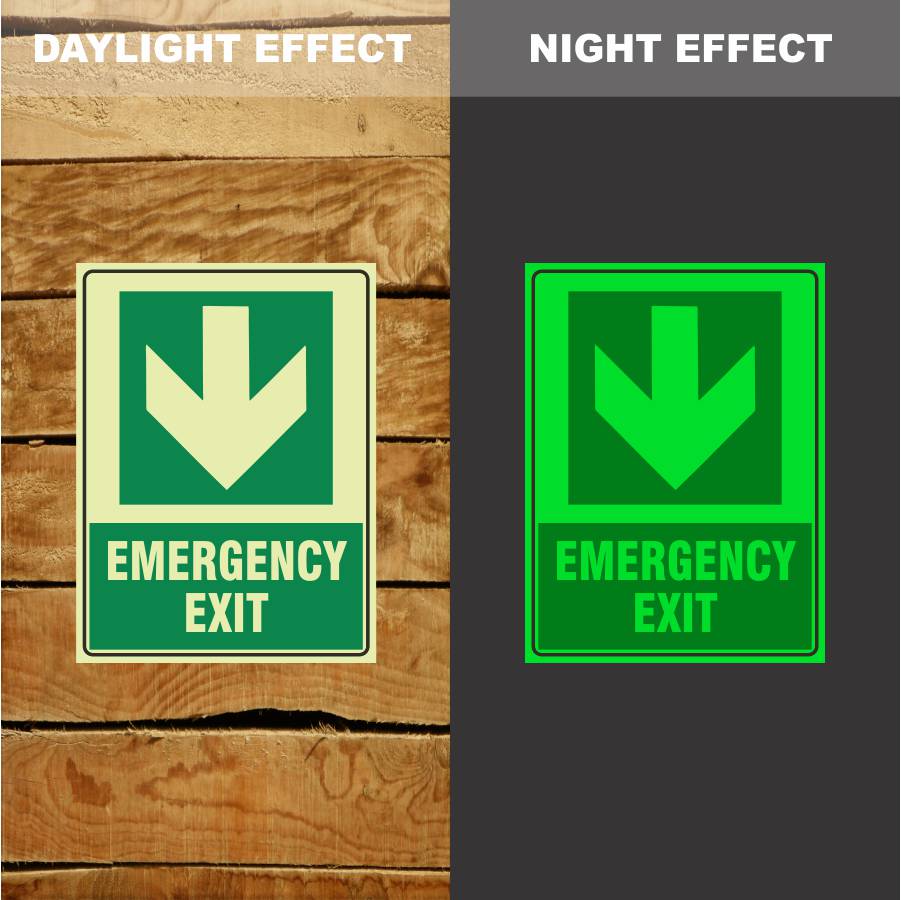 Custom Sign,Photoluminescent Emergency Exit Arrow Down Sign