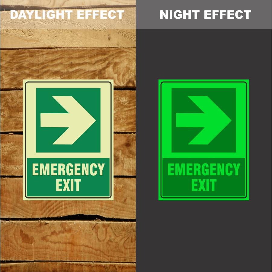 Custom Gate Signs,Photoluminescent Emergency Exit Arrow Right