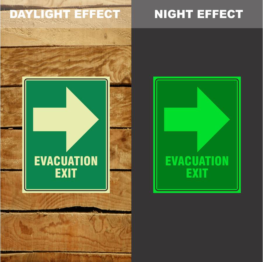 Custom Gate Signs,Photoluminescent Evacuation Exit Right Sign