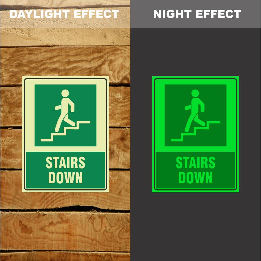 Custom Design Sign,Photoluminescent Stairs Down Sign