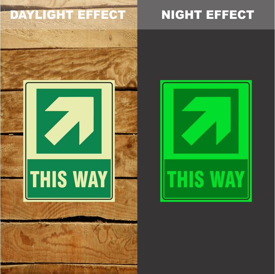 Custom Sign,Photoluminescent This Way Arrow Sign