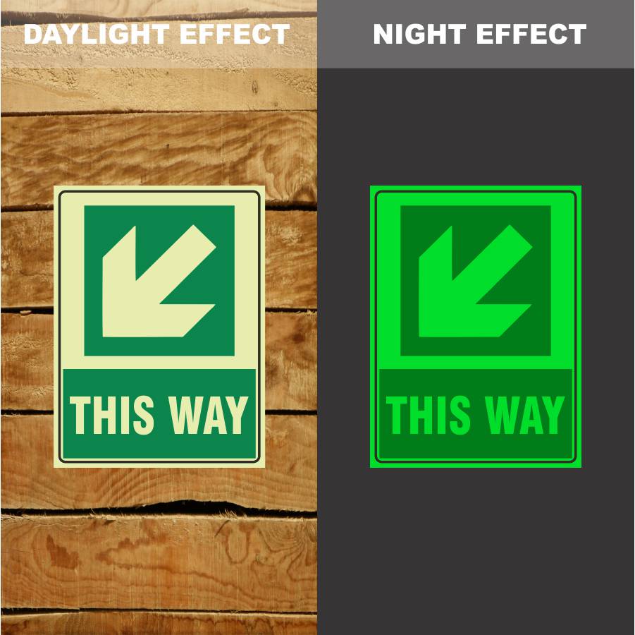 Custom Metal Sign,Photoluminescent This Way Arrow Down Left Sign