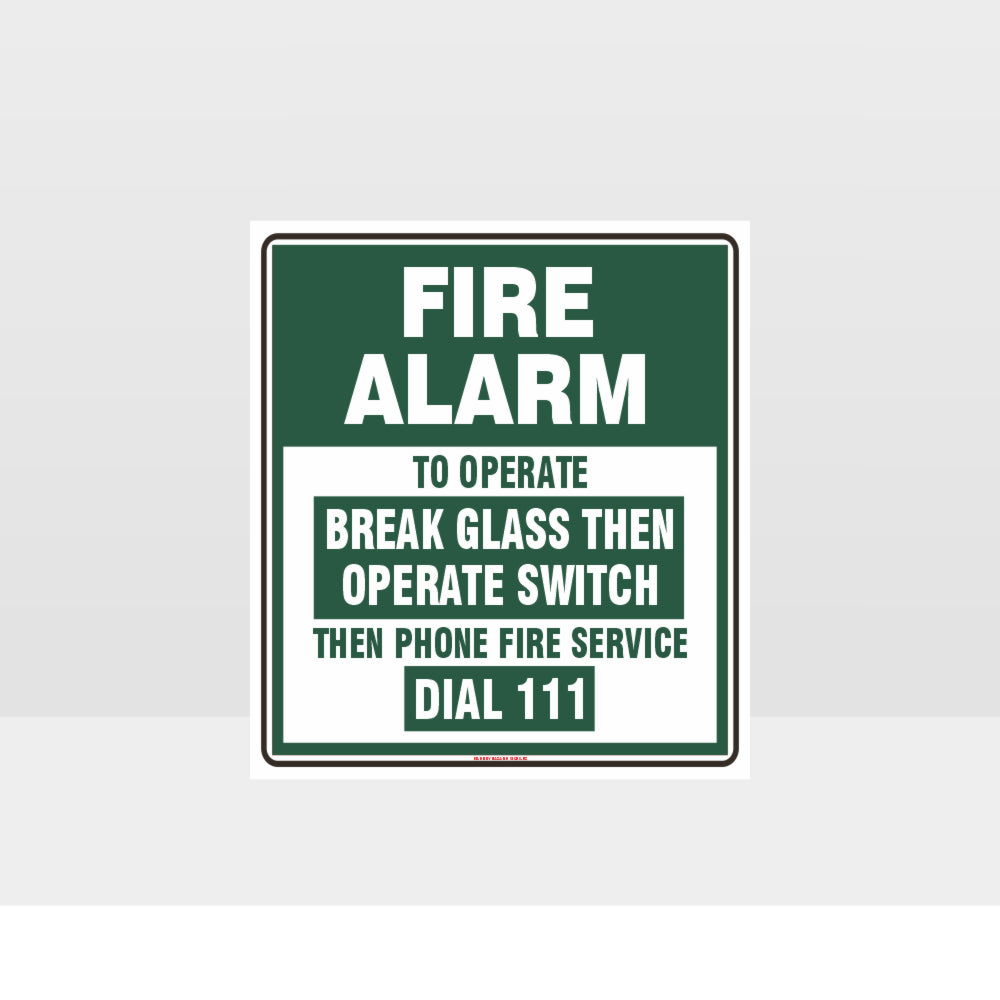 Custom Yard Signs,Fire Alarm Break Glass Green Sign