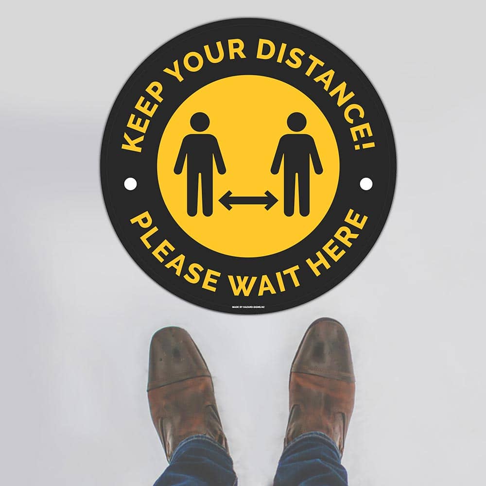 Custom Sign,Keep Your Distance Black Yellow Floor Sign