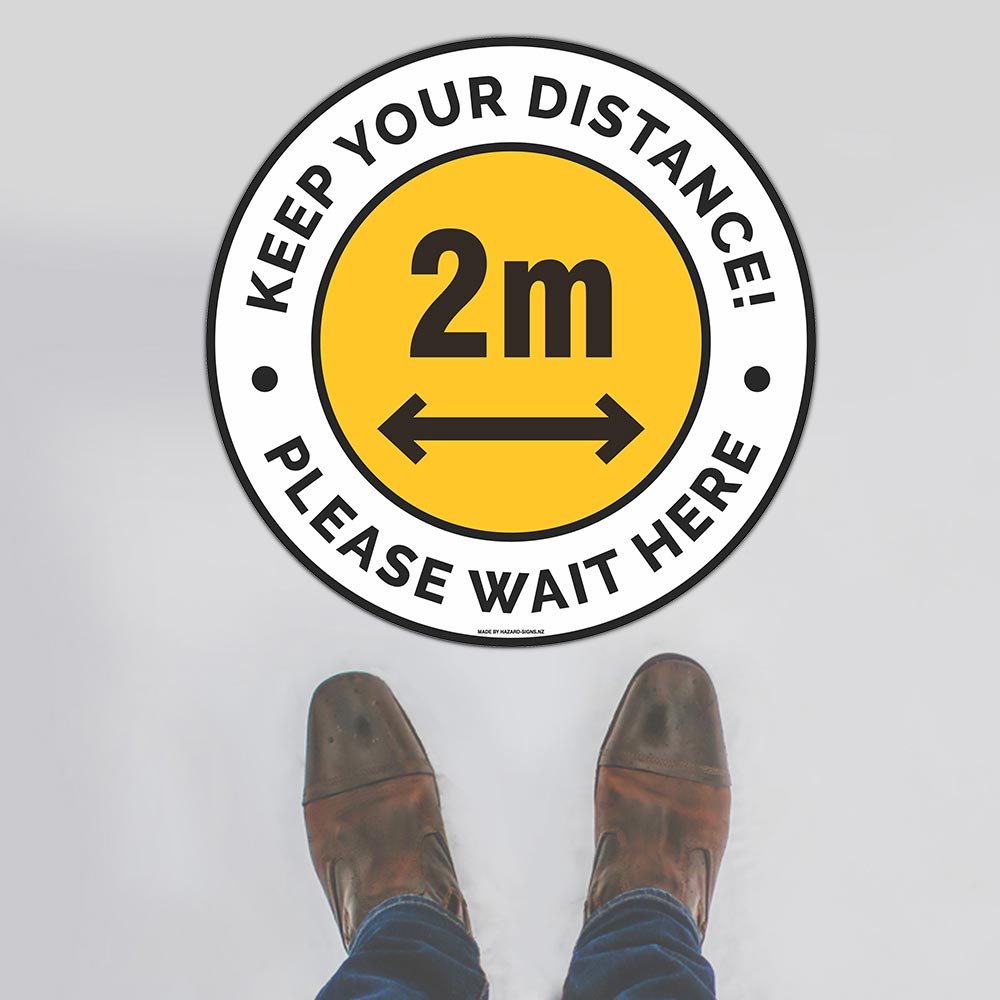 Custom Signs Personalized,Keep Your Distance White Yellow Floor Sign