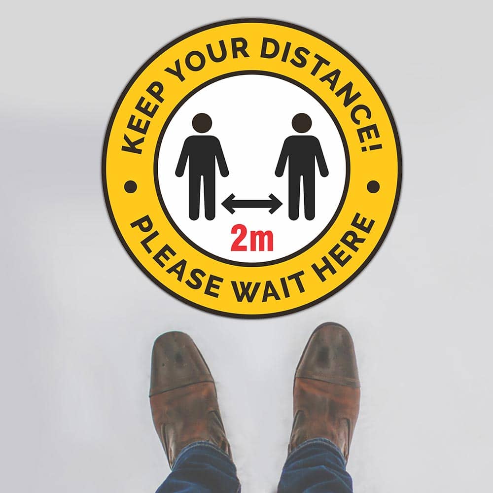 Custom Signs Outdoor Metal,Keep Your Distance 2M Please Wait Here Floor Sign