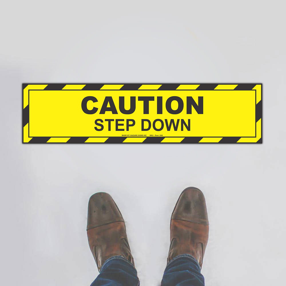 Custom Signs Outdoor Metal,Caution Step Down Floor Sign (Rectangle)