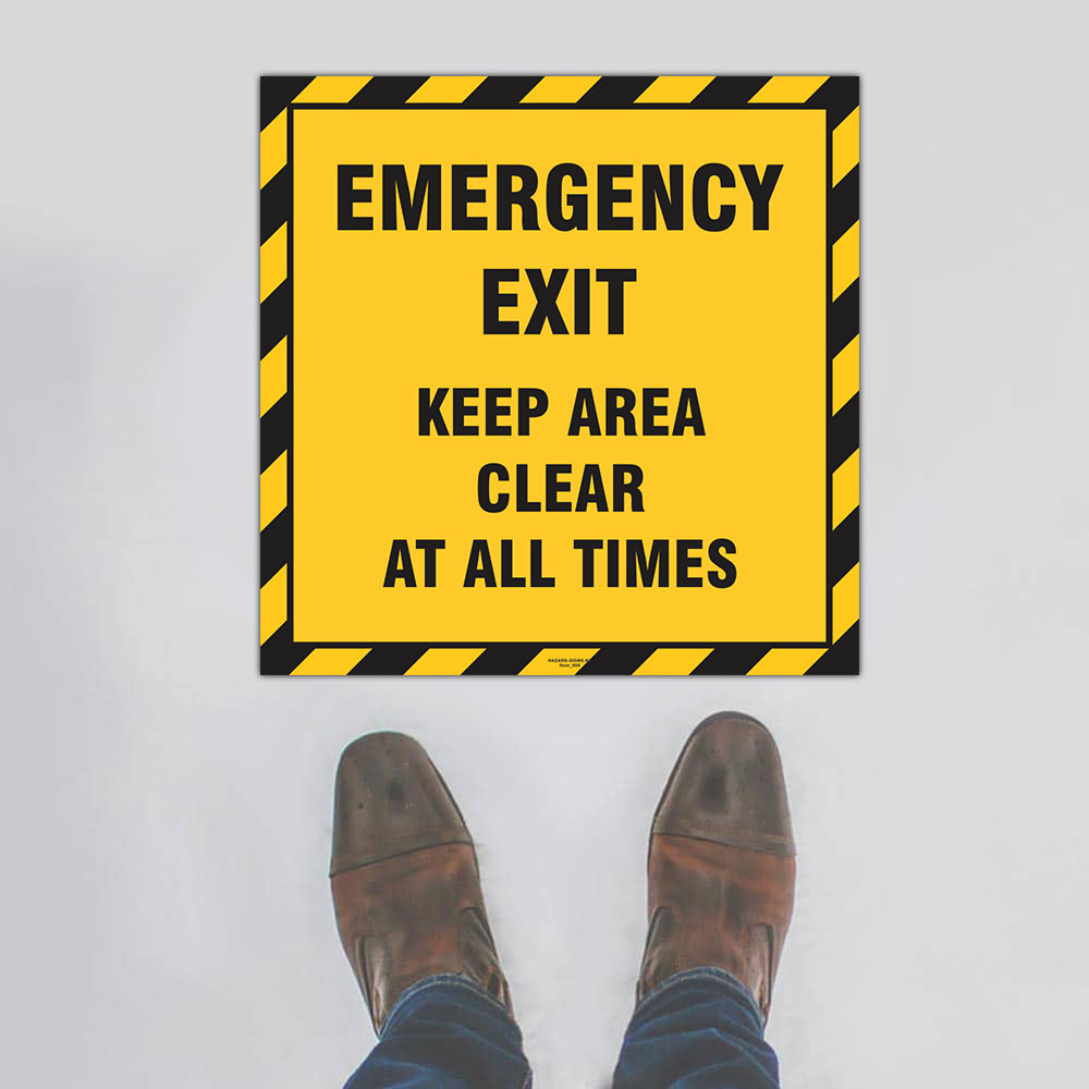Customized Hazard Signs,Emergency Exit Keep Area Clear Floor Sign