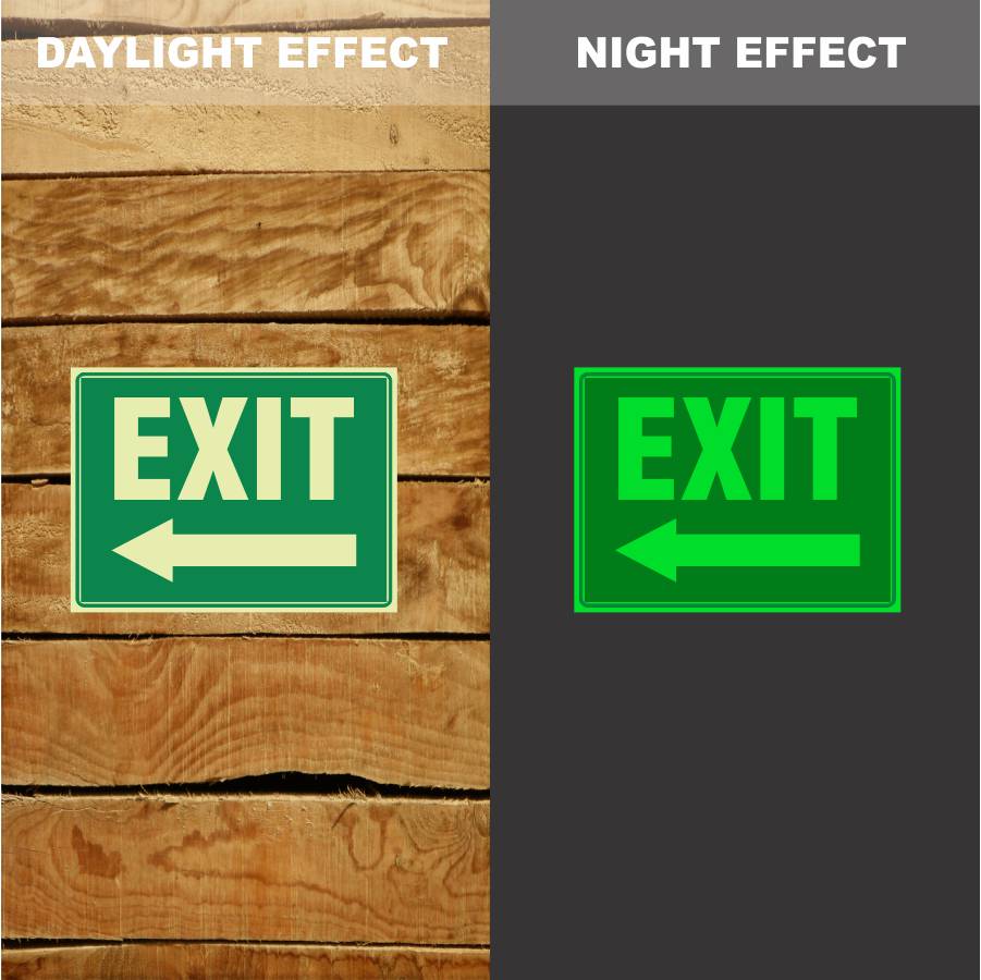 Custom Signs Outdoor Metal,Photoluminescent Notice Exit Left Arrow Sign