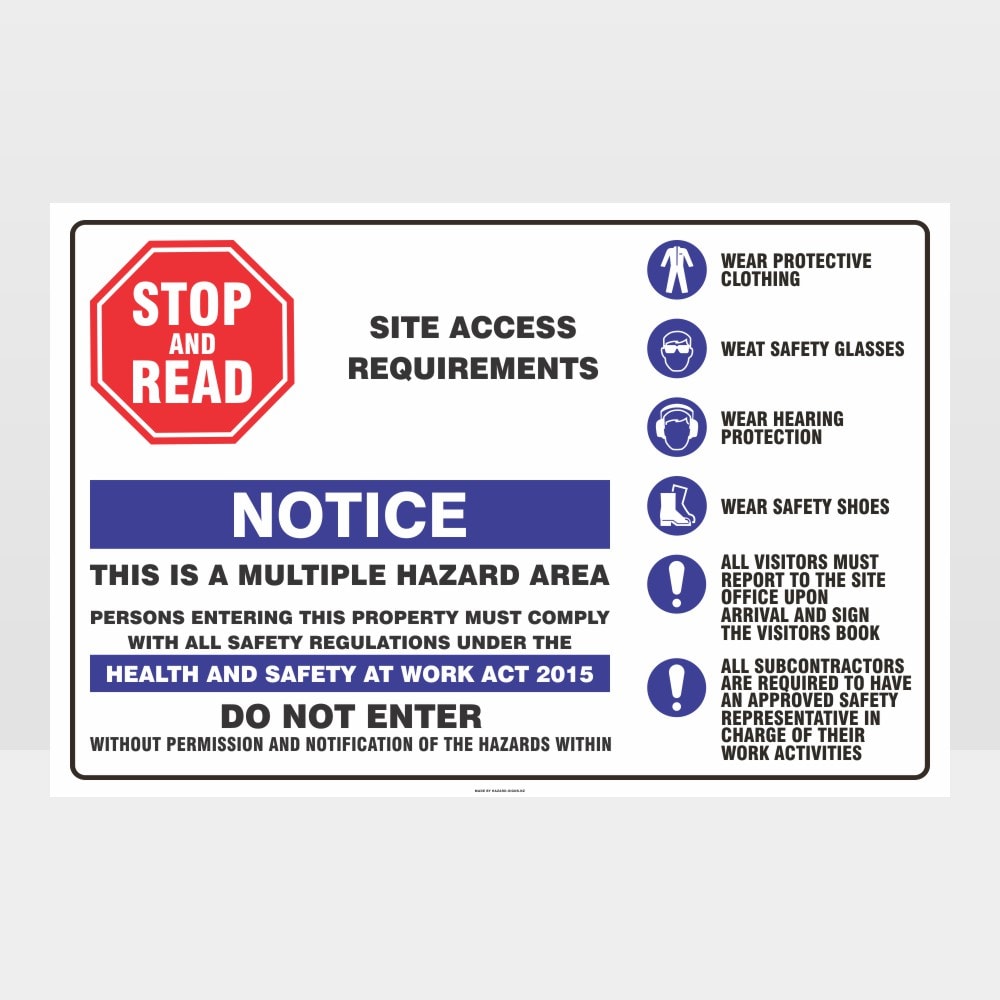 Custom Design Sign,Notice Site Access Requirements Landscape Sign