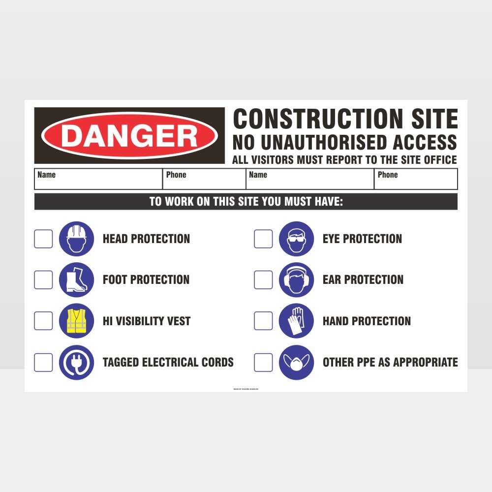 Customized Safety Signs,Danger Construction Site No Access 01 Sign
