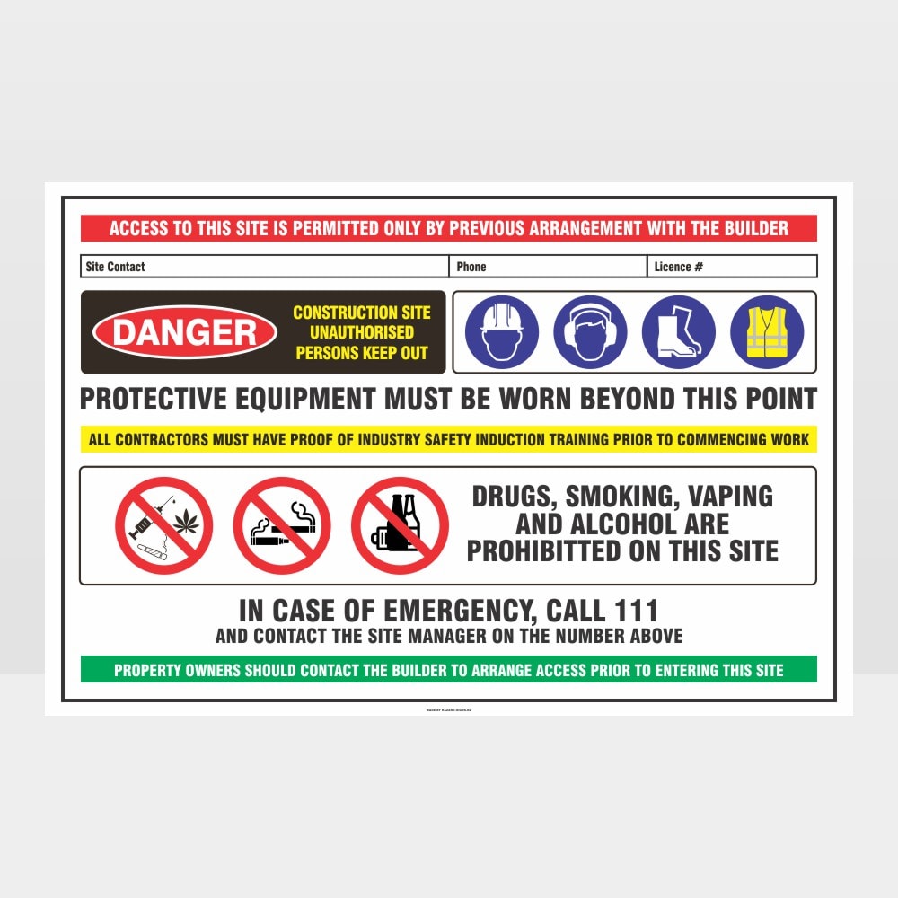 Custom Gate Signs,Danger Construction Site 01 Sign