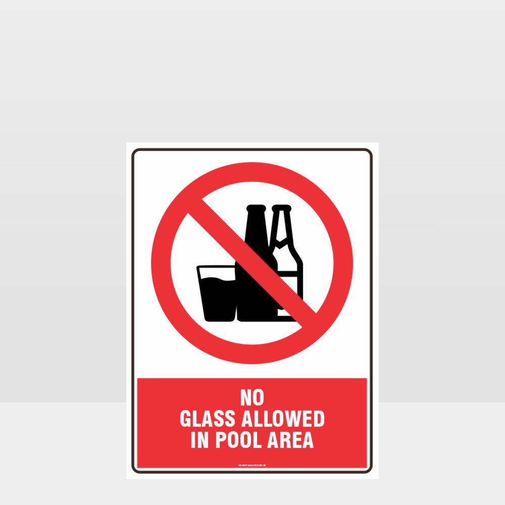 Custom Gate Signs,Prohibition No Glass Allowed In Pool Area Sign