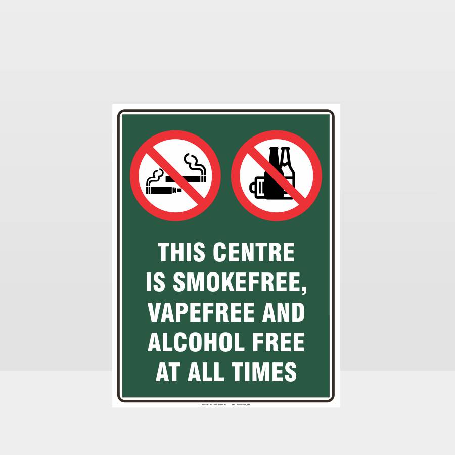 Custom Signs For Business,Prohibition This Centre Smoke Vape Alcohol Free Sign