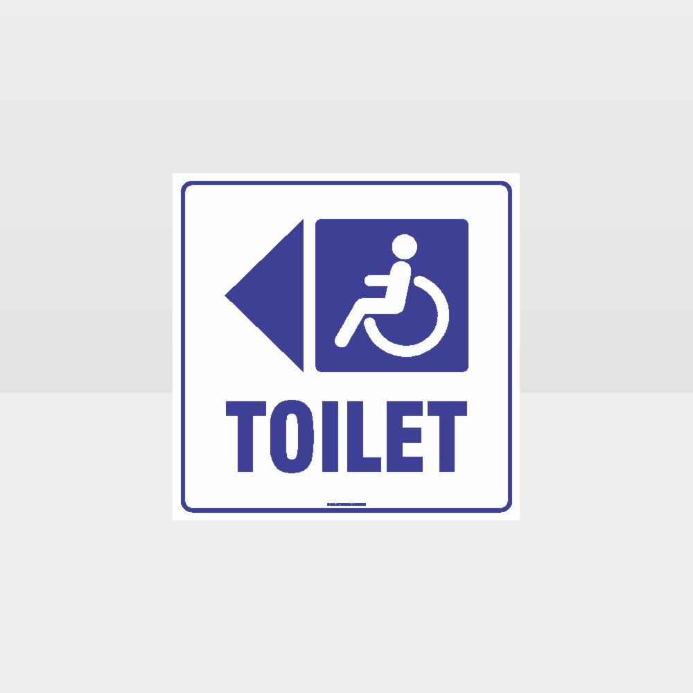 Custom Gate Signs,Accessible Toilet Left Arrow White Background Sign