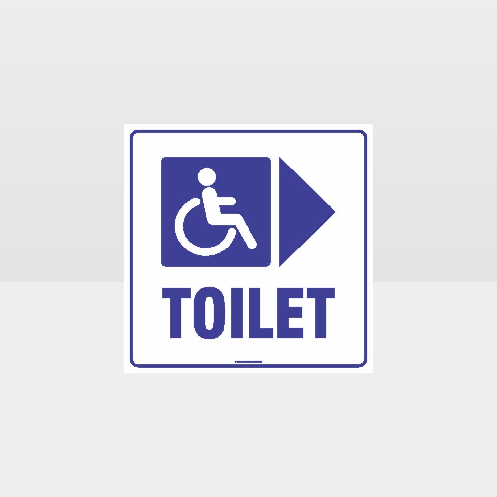 Custom Sign,Accessible Toilet Right Arrow White Background Sign