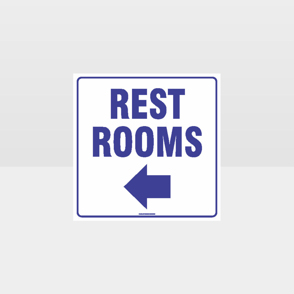 Custom Signs Personalized,Rest Rooms Left Arrow White Background Sign