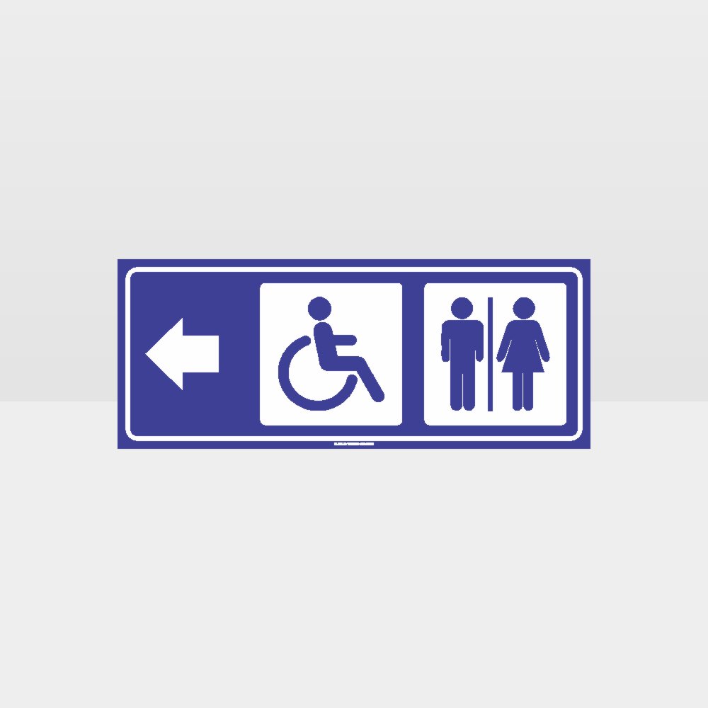 Customized Hazard Signs,Male Female Accessible Toilets Left Arrow Sign 2
