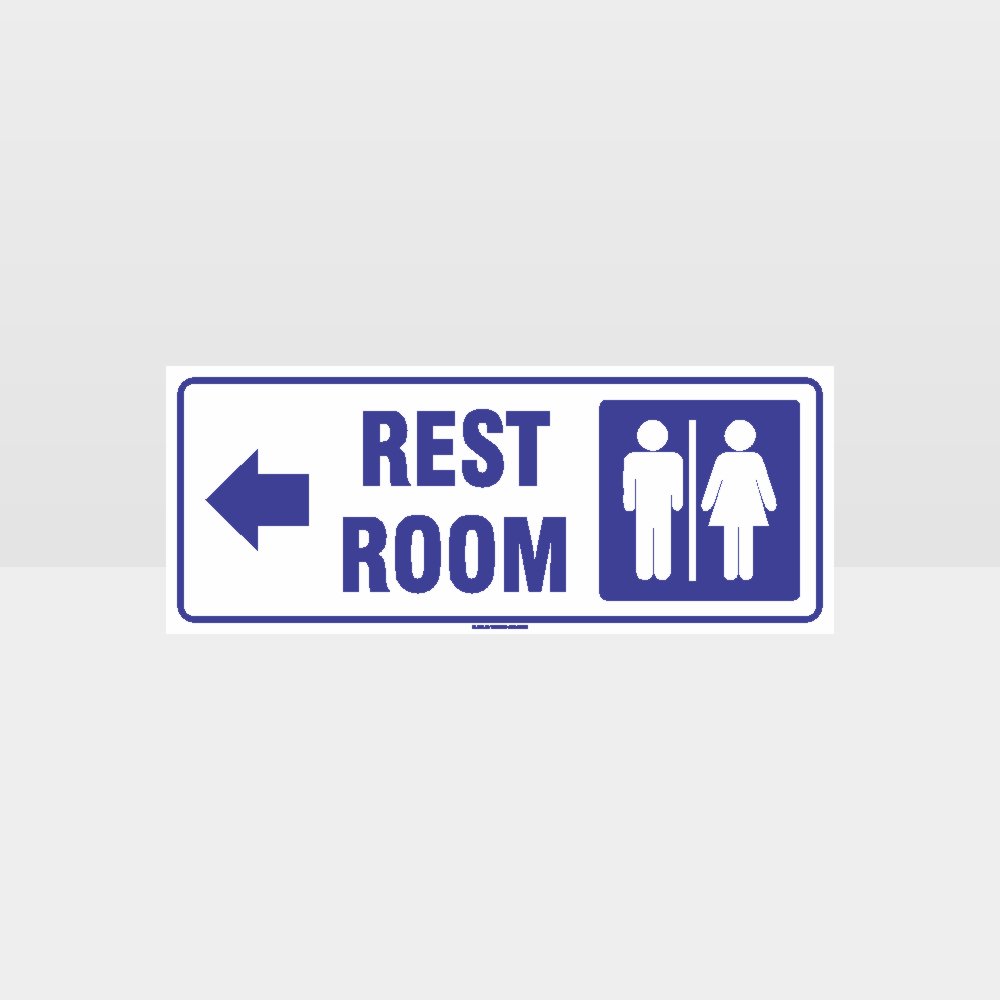 Custom Signs For Business,Rest Rooms Left Arrow White Background Sign