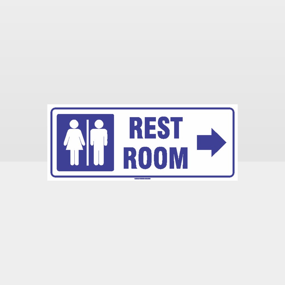 Custom Gate Signs,Rest Rooms Right Arrow White Background Sign