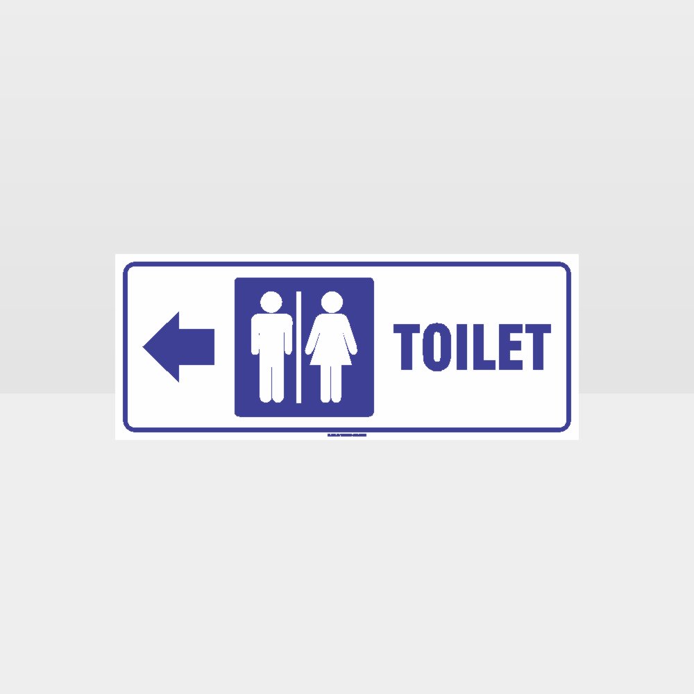 Custom Design Sign,Toilet Left Arrow White Background Sign