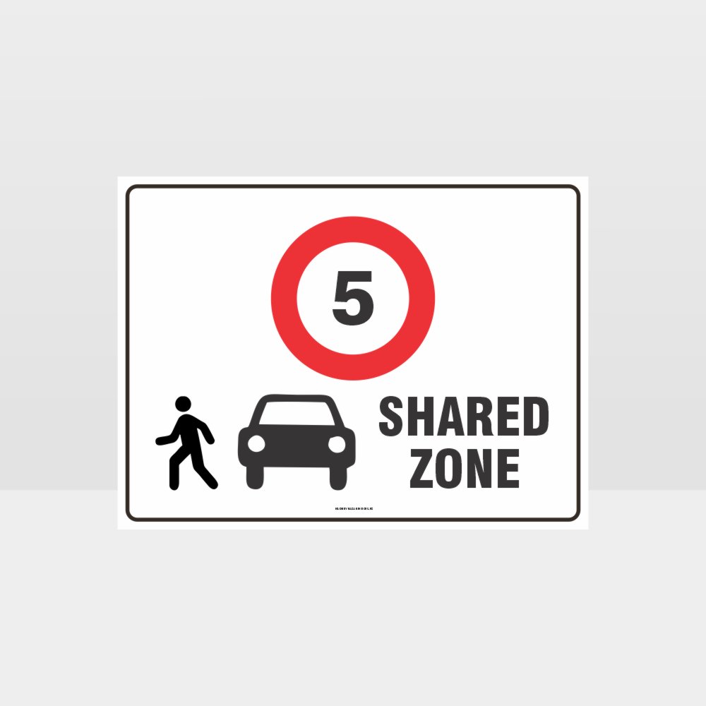 Customized Hazard Signs,Shared Zone 5Kph L Sign
