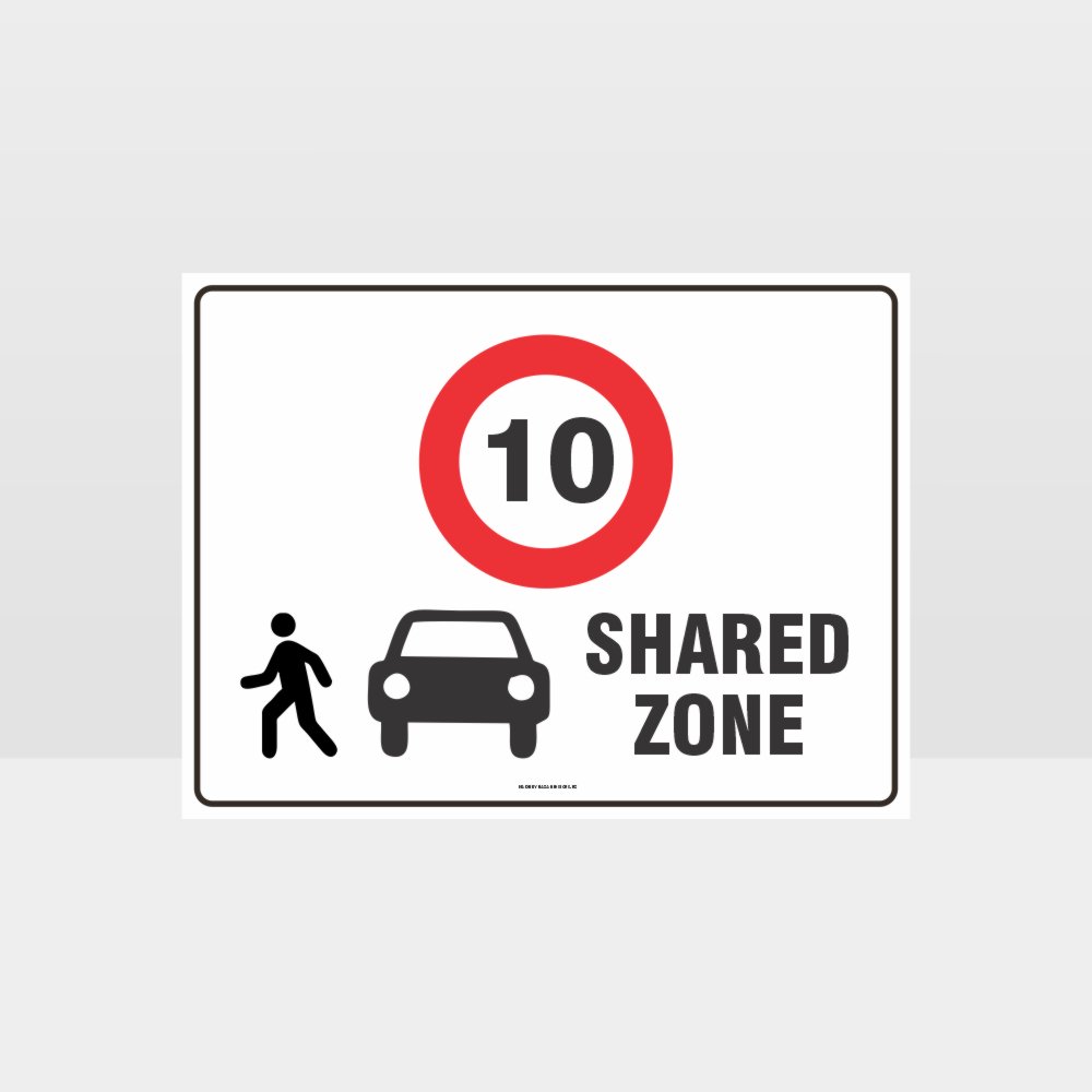 Customized Safety Signs,Shared Zone 10Kph L Sign