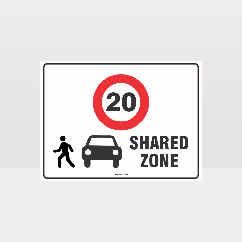Customized Safety Signs,Shared Zone 20Kph L Sign