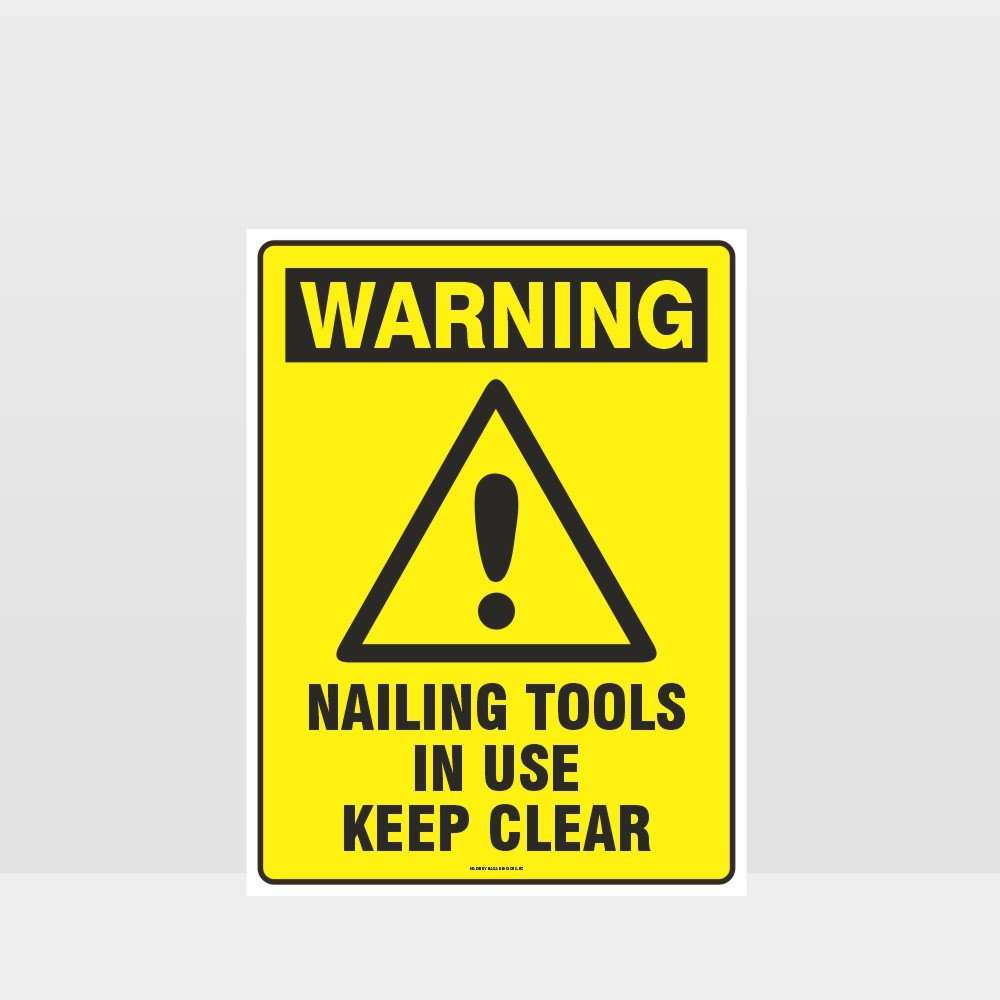 Custom Gate Signs,Warning Nailing Tools In Use