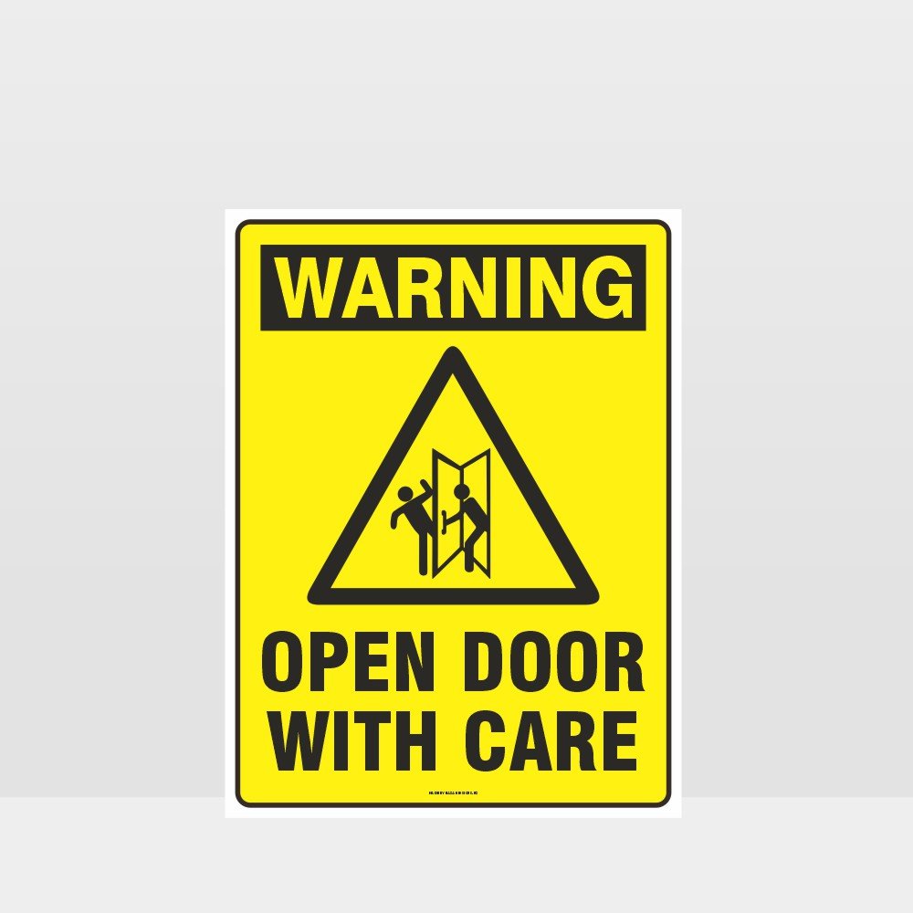 Custom Signs For Business,Warning Open Door With Care Sign
