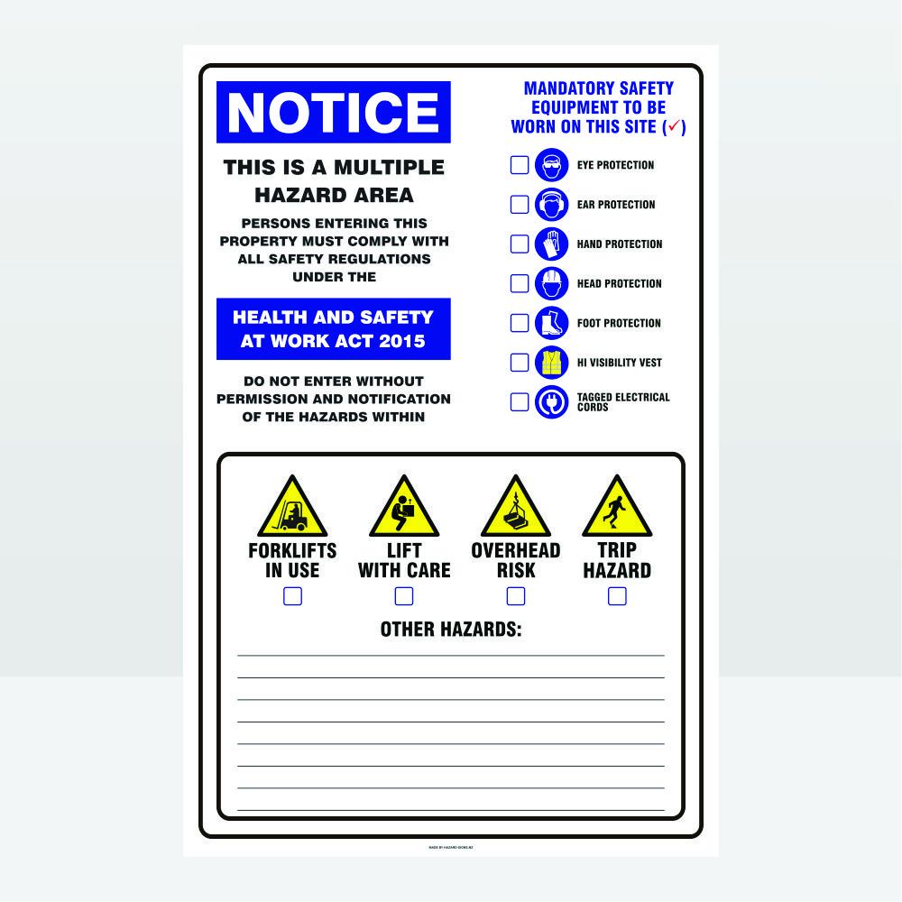 Custom Signs Personalized,Multiple Hazard Area Sign