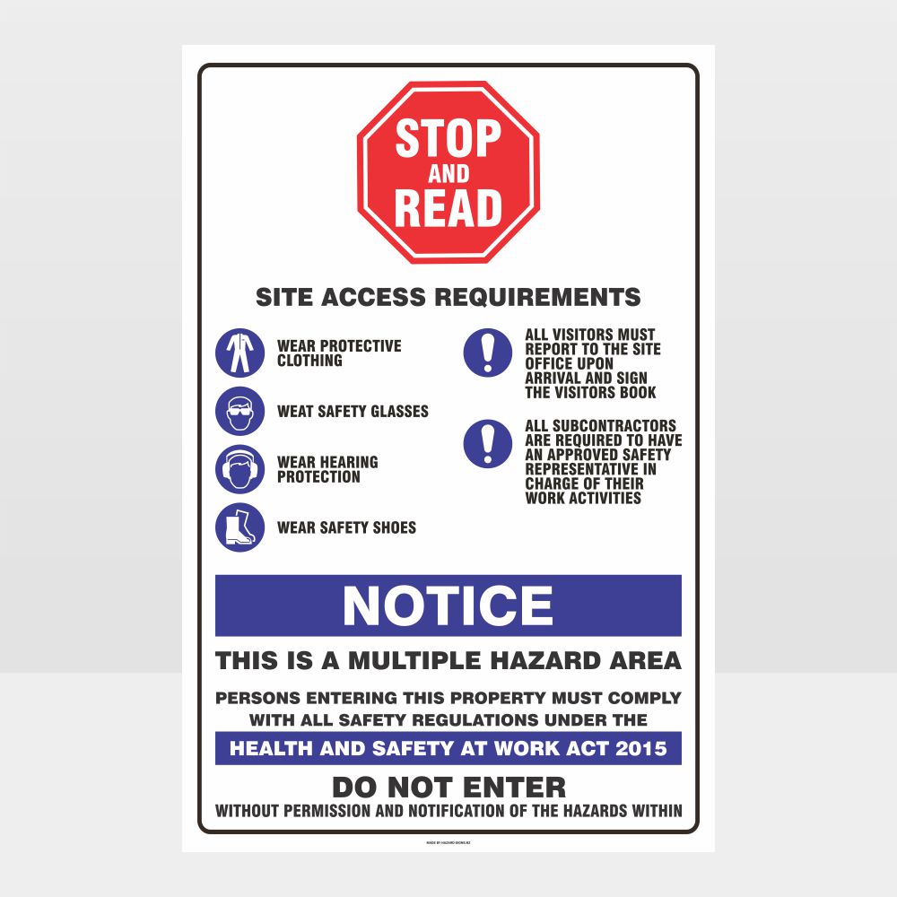 Custom Signs For Business,Notice Site Access Requirements Sign