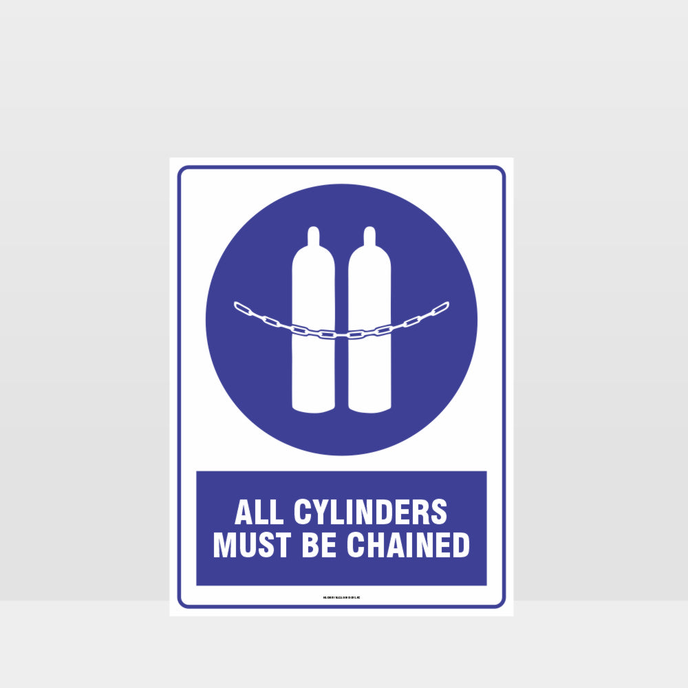 Customized Hazard Signs,Mandatory All Cylinders Must Be Chained Sign