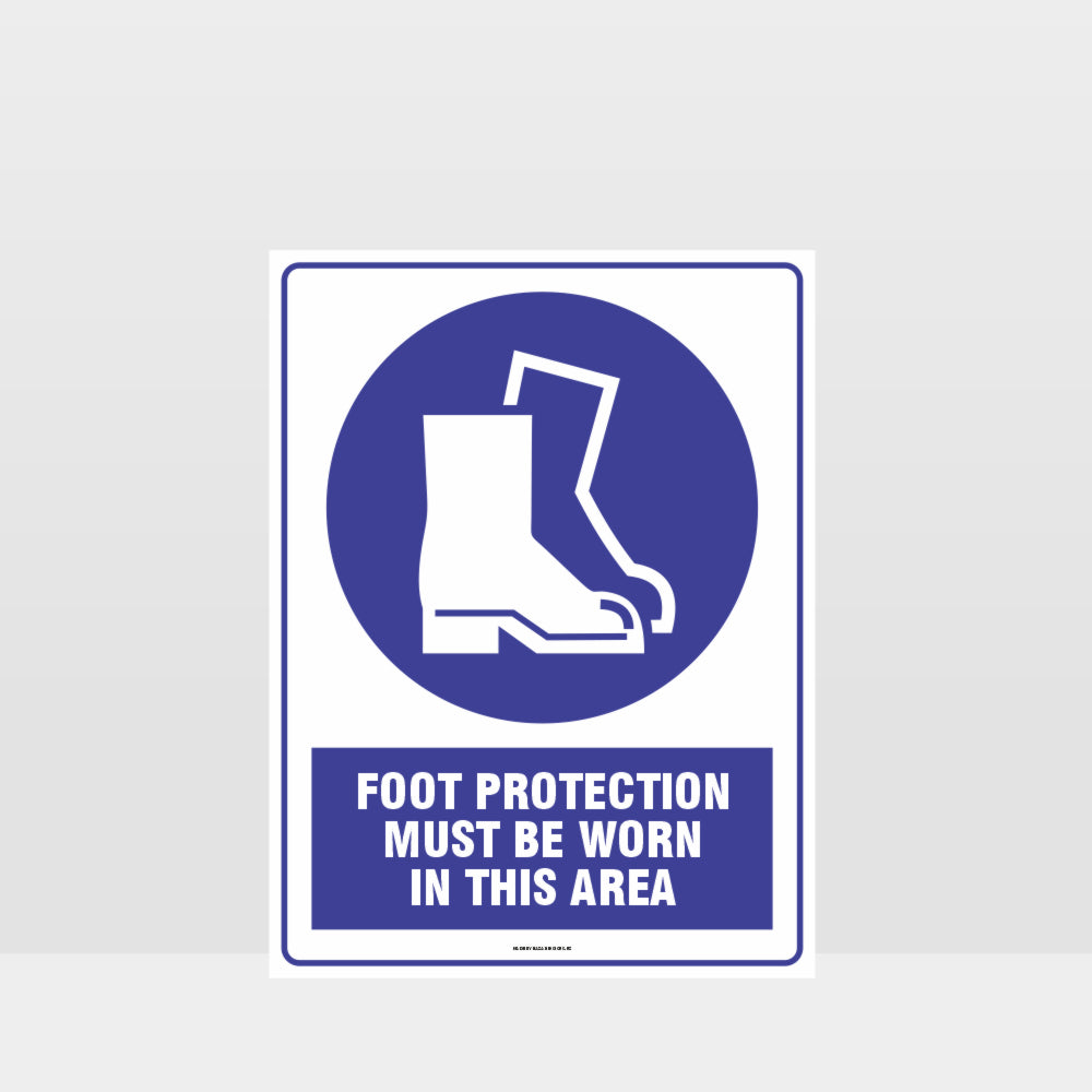 Custom Signs For Business,Mandatory Foot Protection Must Be Worn In This Area Sign