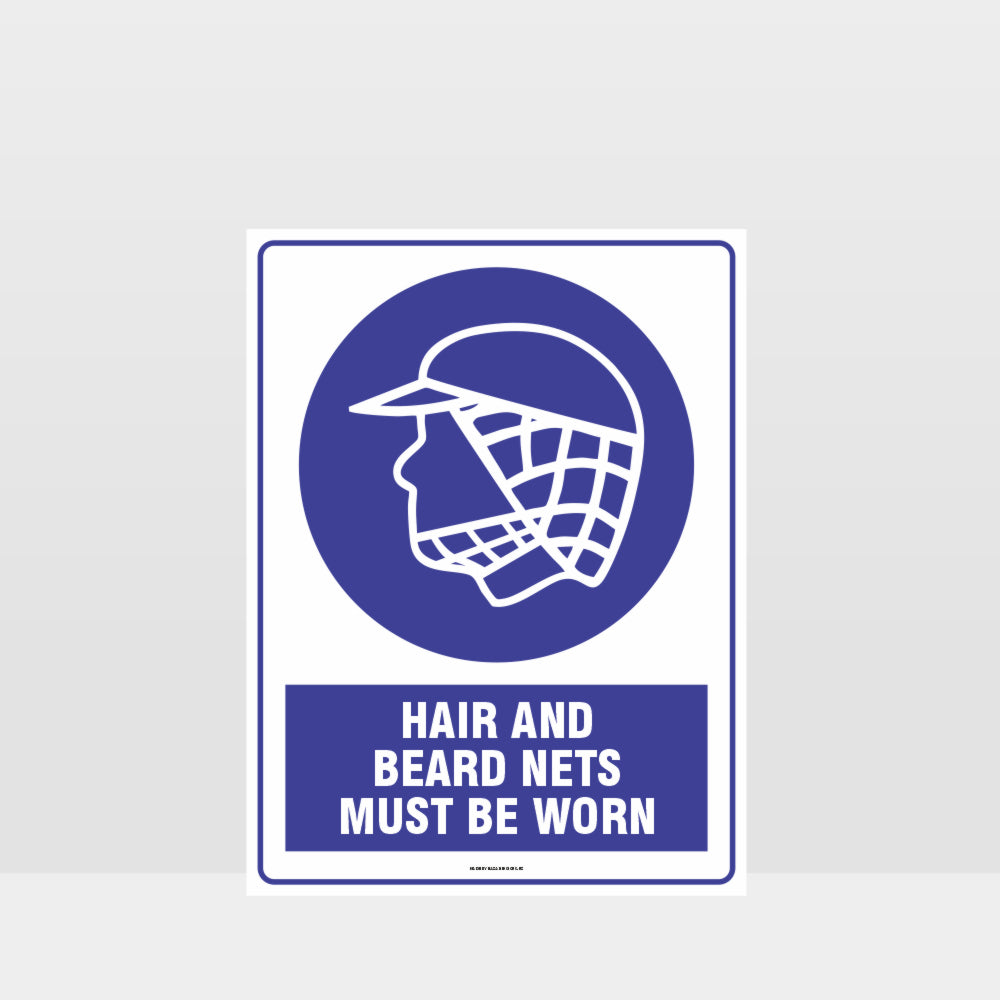 Custom Gate Signs,Mandatory Hair And Beard Nets Must Be Worn Sign