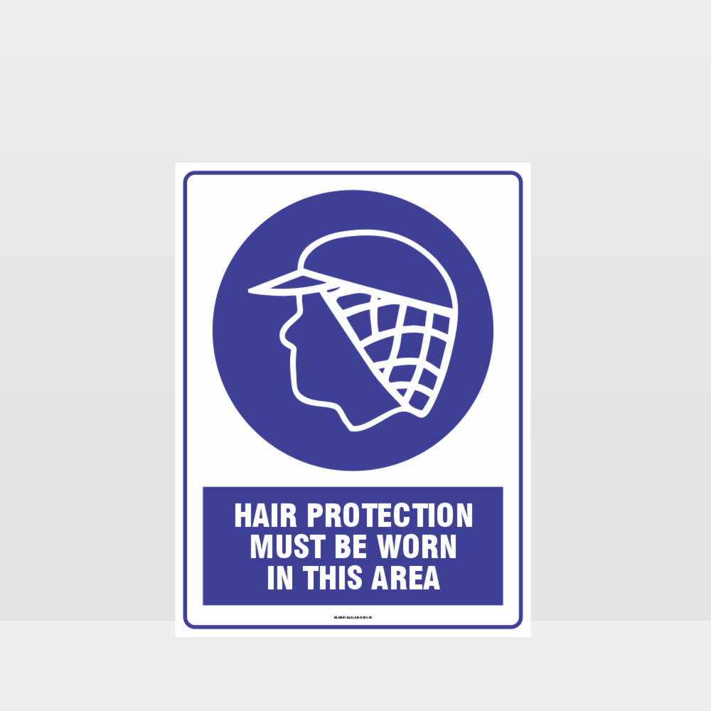 Customized Safety Signs,Mandatory Hair Protection Must Be Worn In This Area Sign