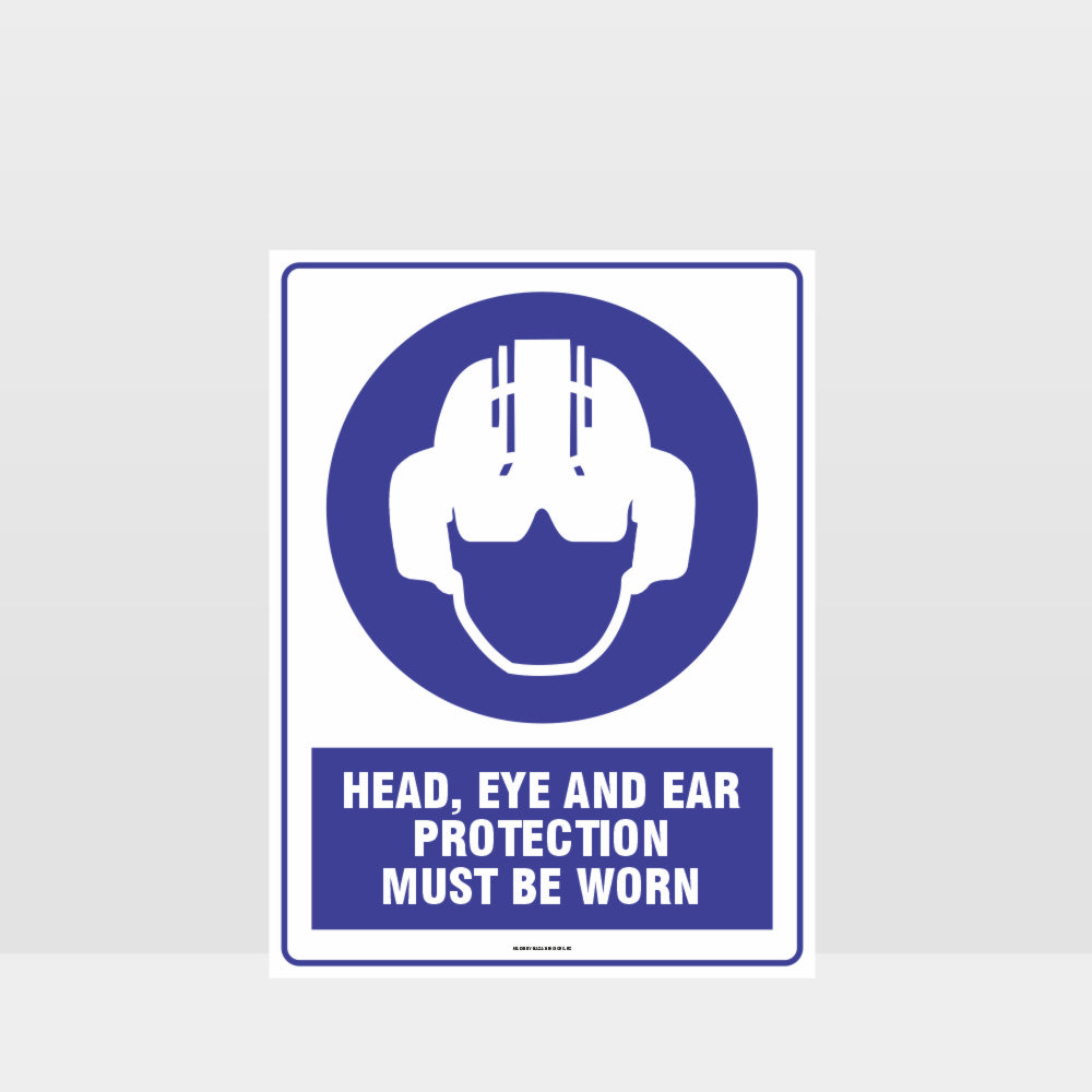 Custom Signs Personalized,Mandatory Head Eye And Ear Protection Must Be Worn Sign