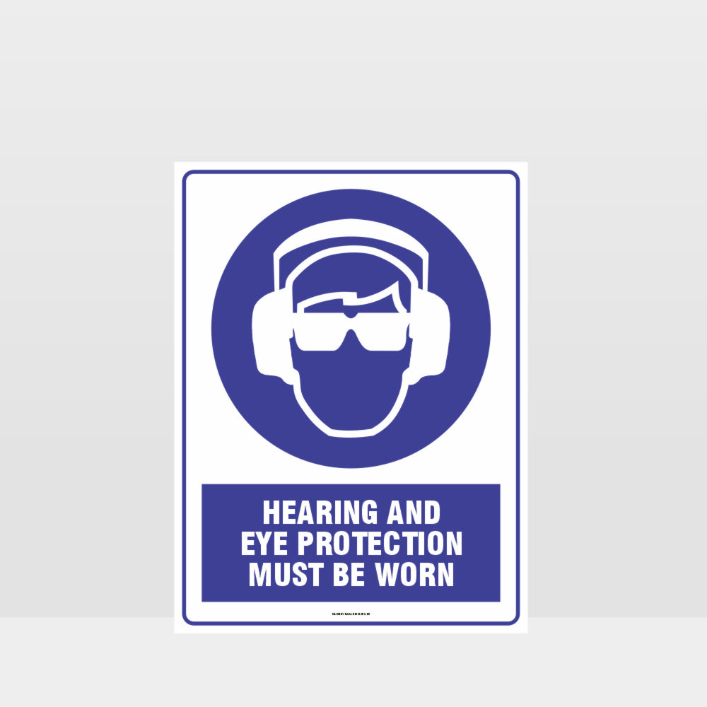 Custom Metal Sign,Mandatory Hearing And Eye Protection Must Be Worn Sign