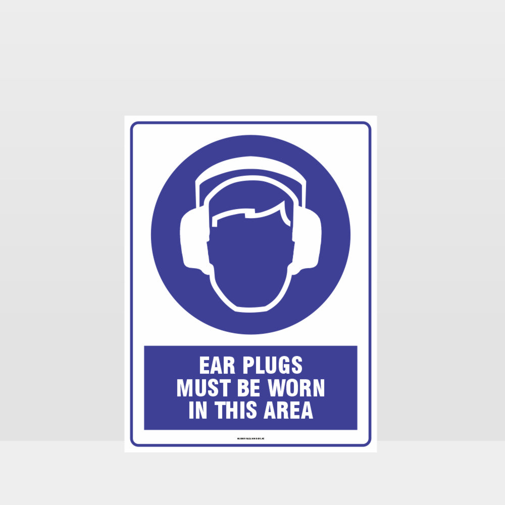 Customized Safety Signs,Mandatory Ear Plugs Must Be Worn In This Area Sign