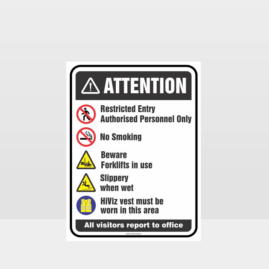 Customized Hazard Signs,Attention Visitors Office Sign
